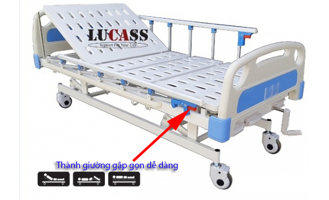 Giường y tế 3 tay quay Lucass GB-3 chính hãng
